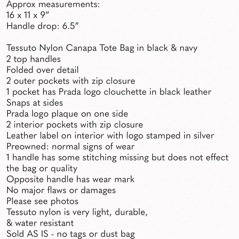 Auth Prada Tessuto Nylon Canapa Bag Large